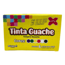 Tinta Tempera Guache 6 Cores 15Ml Am-Az-Br-Pt-Vd-Vm 13200 Make+
