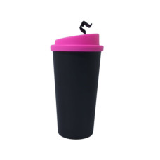 Copo Bucks 600ml Preto com Tampa Rosa