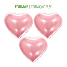 Balao Metalizado Coracao Rose Gold 5,514Cm C/3 Und 8644 Make+