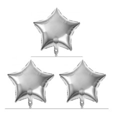 Balão Metalizado Estrela Prata 3 unidades 8655 Make+