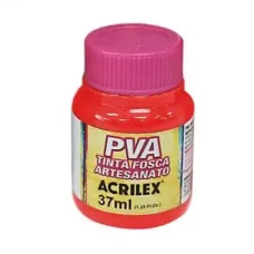 Tinta Plastica Fosca para Artesanato 37ml Vermelho Vivo Folha Acrilex