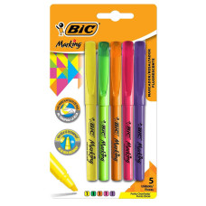 Caneta Marca Texto Fluorescente 5 Cores Marking Bic Caneta Marca Texto Fluorescente 5 Cores Marking Bic
