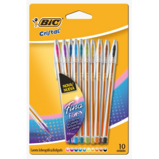 Caneta Esferográfica Cristal FSH Fina 0.8mm 10 Cores Bic Caneta Esferográfica Cristal FSH Fina 0.8mm 10 Cores Bic