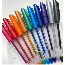 Kit Canetas esferográfica Gel Brilho Ponta Média 1.0mm 8 Unid BRW