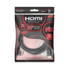 Cabo HDMI 2 metros 2.0 Ultra HD 4K Conector 90° PIX
