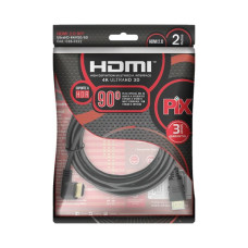 Cabo HDMI 2.0 Ultra HD 4K - Conector 90 Graus - 02 Metros 018-3322 PIX