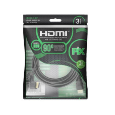 Cabo HDMI 3 metros 2.0 Ultra HD 4K Conector 90° PIX