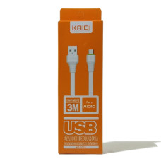 Cabo de Celular Micro USB V8 3m 2.0a Branco KD-332S Kaidi