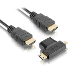 Cabo HDMI macho x HDMI macho 1.4v com Adaptador Mini e Micro 1.8m Elgin