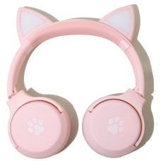 HeadPhone Sem Fio Rosa com orelha de Gatos Evo58 CatEar