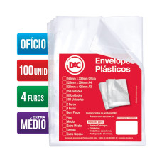 Saco Plástico Ofício 240x330mm 4 Furos Médio 100un DAC
