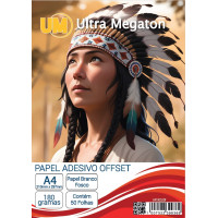 Papel Offset 180G A4 Adesivo Branco Fosco 50 Folhas