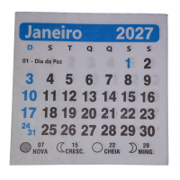 Mini Calendário 2027  para Imã Geladeira Azul 100 unidades