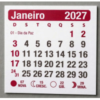 Mini Calendário 2027 para Imã Geladeira Vermelho 100 unidades Mini Calendário 2027 para Imã Geladeira Vermelho 100 unidades