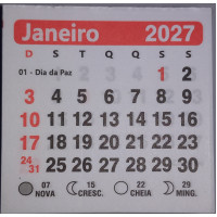 Mini Calendário 2027  para Imã Geladeira Vermelho 100 unidades