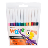 Canetinhas Hidrográficas 12 Cores Ponta Fina Wave Bazze Canetinhas Hidrográficas 12 Cores Ponta Fina Wave Bazze