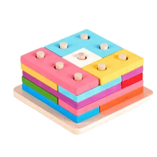 Brinquedo Educativo Encaixe Divertido Formas e Cores Tetris MDF Toy Mix