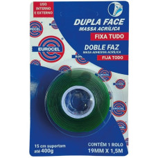 Fita Dupla Face Massa Acrílica 19mmx1,5m Eurocel