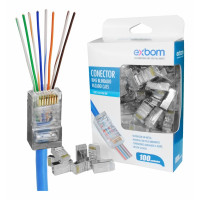 Conector RJ45 Vazado Cat5E Rede 1 Unidade Exbom