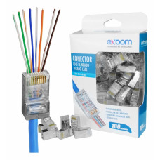 Conector RJ45 Vazado Cat5E Rede 1 Unidade Exbom