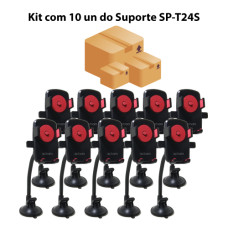 Kit 10un Suporte Veicular com Base de Silicone para Celular Preto SP-T24S Exbom