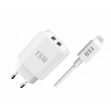 Carregador Duplo USB 2.4A Cabo iPhone FKT-2255 FAM