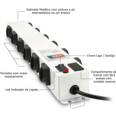 Filtro de Linha 12 Tomadas Metalico Emplac