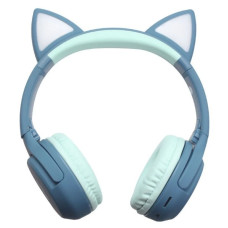 HeadPhone com Orelhas de Gato Wireless Azul EV058 Shinka