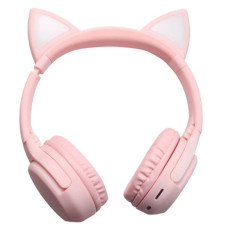 HeadPhone com Orelhas de Gato Wireless Rosa EV058 Shinka