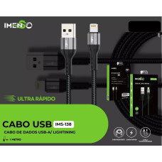 Cabo Usb para Lightning Preto 1M 2.4A Ims-138 Imenso