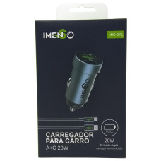 Carregador Veicular 2 Usb) E Usb-C Com Cabo Usb-C Para Iphone 20W Ims-211L Imenso