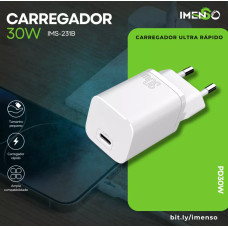 Carregador De Tomada Com 2 Usb-C 30W Ims-238B Imenso