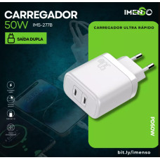 Carregador De Tomada Com 2 Usb-C 50W Ims-277B Imenso