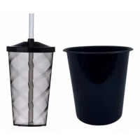 Kit Balde de Pipoca 1 Litro Preta com Copo Twister Ultra Megaton