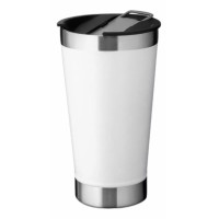 Copo Térmico Aço Inox Para Bebidas com Tampa, Cerveja e Abridor de Garrafas 502ml - Branco