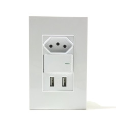 Interruptor 1 Tomadas 2 Usb CRT-SU213 Jwcom