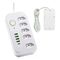 Extensao Eletrica 250V 10A 5 Tomadas 3P 4 Usb 1 Usb-C 2M Branca Ka-7011 Kapbom