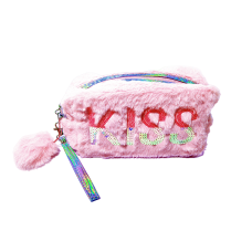 Estojo Escolar Pelúcia Rosa Fraco Kiss Estojo Escolar Pelúcia Rosa Fraco Kiss