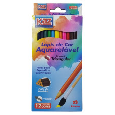 Lapis 12 Cores Aquarela Madeira Kz5602