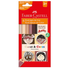 Lápis De Cor Ecolapis Jumbo 6 Cores Caras E Cores Faber Castell 125006CC