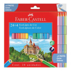 Lápis de Cor 24 Cores Ecolapis + 4 Cores Pastel 120124-4P  Faber Castell