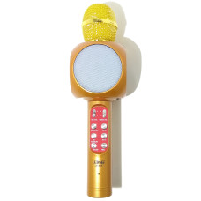 Microfone Sem Fio Karaoke Wireless Dourado LE-915 Lelong