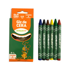 Giz de Cera 6 Cores Fino 8x88mm LEOELEO Giz de Cera 6 Cores Fino 8x88mm LEOELEO