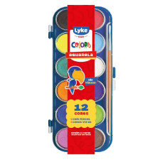 Aquarela em Pastilha 12 Cores + 1 Pincel 102641 Lyke