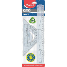 Kit Geométrico para Canhotos com Régua, Esquadro e Transferidor Maped