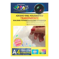 Adesivo Vinil Adesivo Holográfico Transparente A4 20 Folhas Off Paper