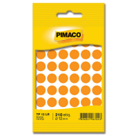 Etiqueta Adesiva 12mm Laranja Pimaco – Envelope com 5 Folhas (210 Etiquetas) TP-12 LR