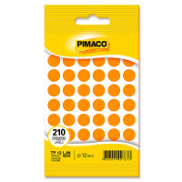 Etiqueta Adesiva 12mm Laranja Neon Pimaco – Envelope com 5 Folhas (210 Unidades) 