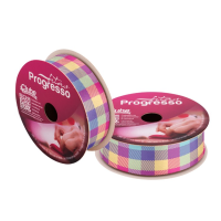 Fita Cetim 38mm ECF005TR Cor 161 Linha Xadrez Color 10m Progresso