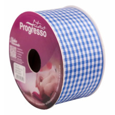 Fita Cetim 38Mm Xt009 Cor 240 Xadrez Tecido Azul Royal 10M Progresso Xt009-214